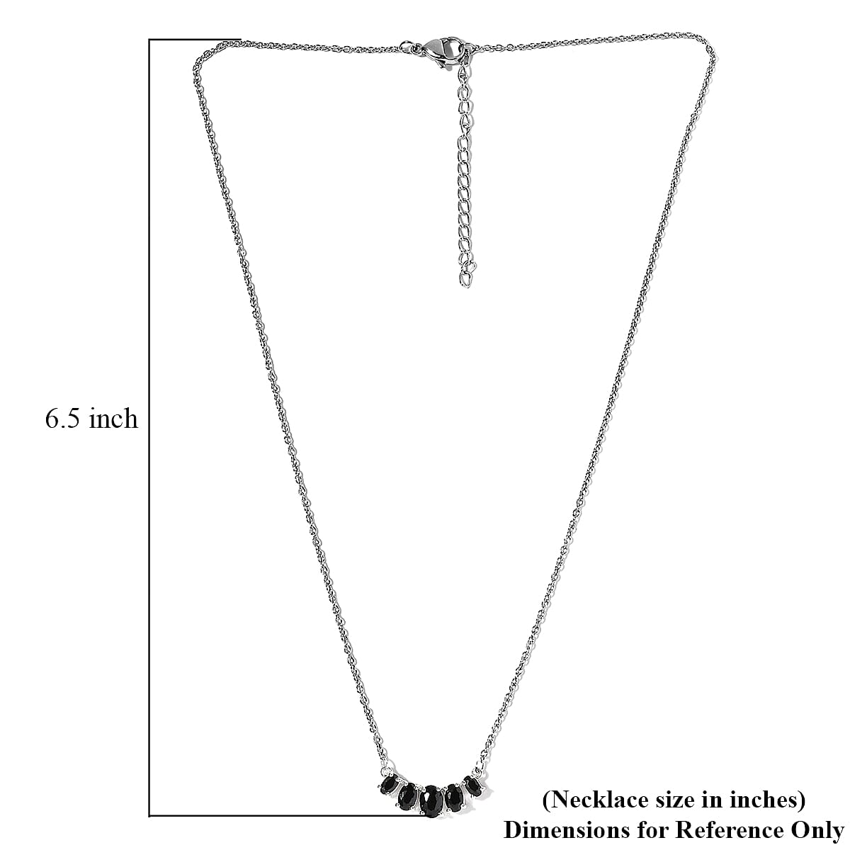 D'Joy Simulated Black Diamond Necklace 18-20 Inches in Sterling Silver and Stainless Steel 3.35 ctw image number 5