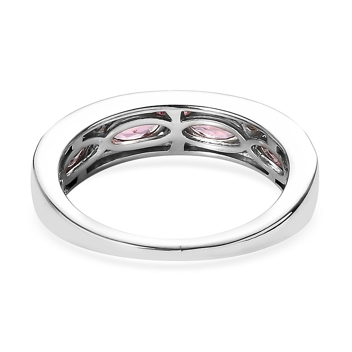 Premium Morro Redondo Pink Tourmaline and White Zircon Half Eternity Band Ring in Platinum Over Sterling Silver (Size 6.0) 1.15 ctw image number 4
