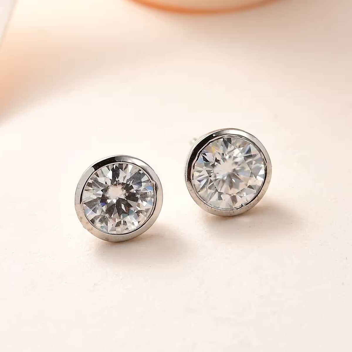 Moissanite Earrings in Platinum Over Sterling Silver 1.85 ctw image number 7