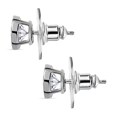D'Joy Moissanite 1.85 ctw Solitaire Stud Earrings, Moissanite Studs, Platinum Over Sterling Silver Earrings, Silver Studs