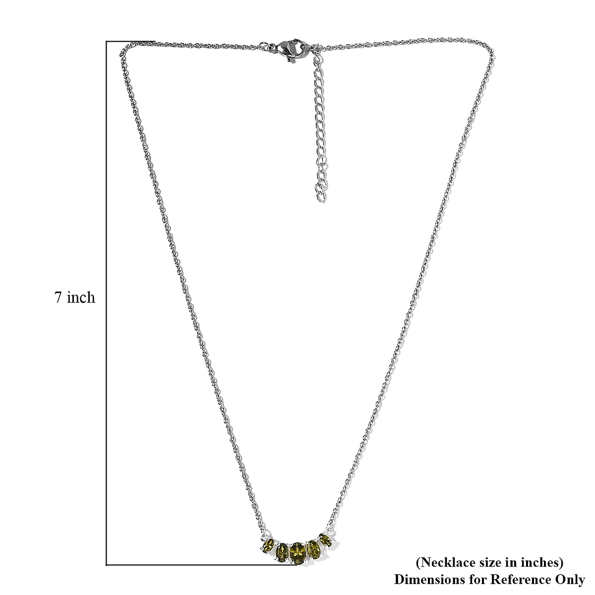 D'Joy Simulated Peridot Diamond Necklace 18-20 Inches in Sterling Silver and Stainless Steel 3.10 ctw image number 5