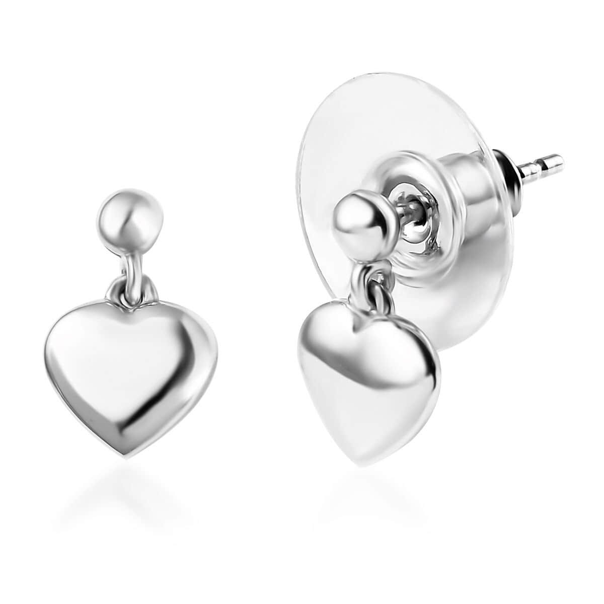 Platinum Over Sterling Silver Heart Earrings (1.85 g) image number 0