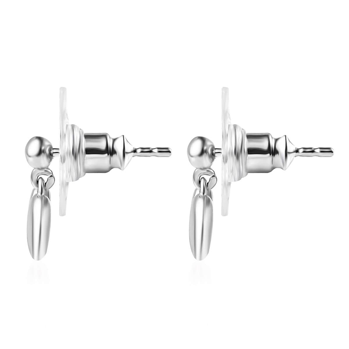 Platinum Over Sterling Silver Heart Earrings (1.85 g) image number 3