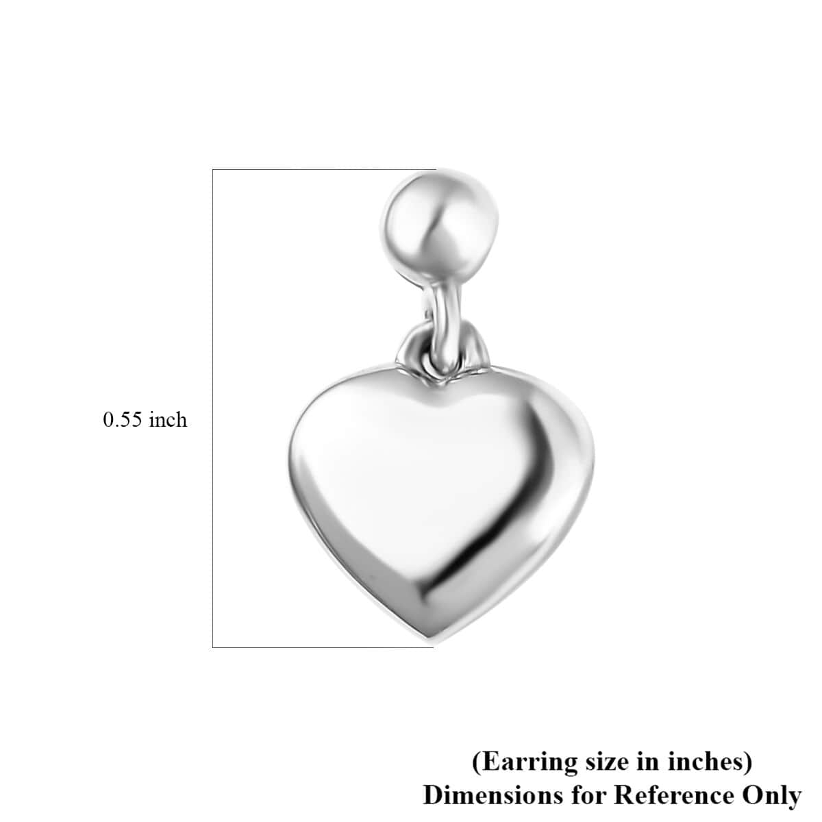 Platinum Over Sterling Silver Heart Earrings (1.85 g) image number 5