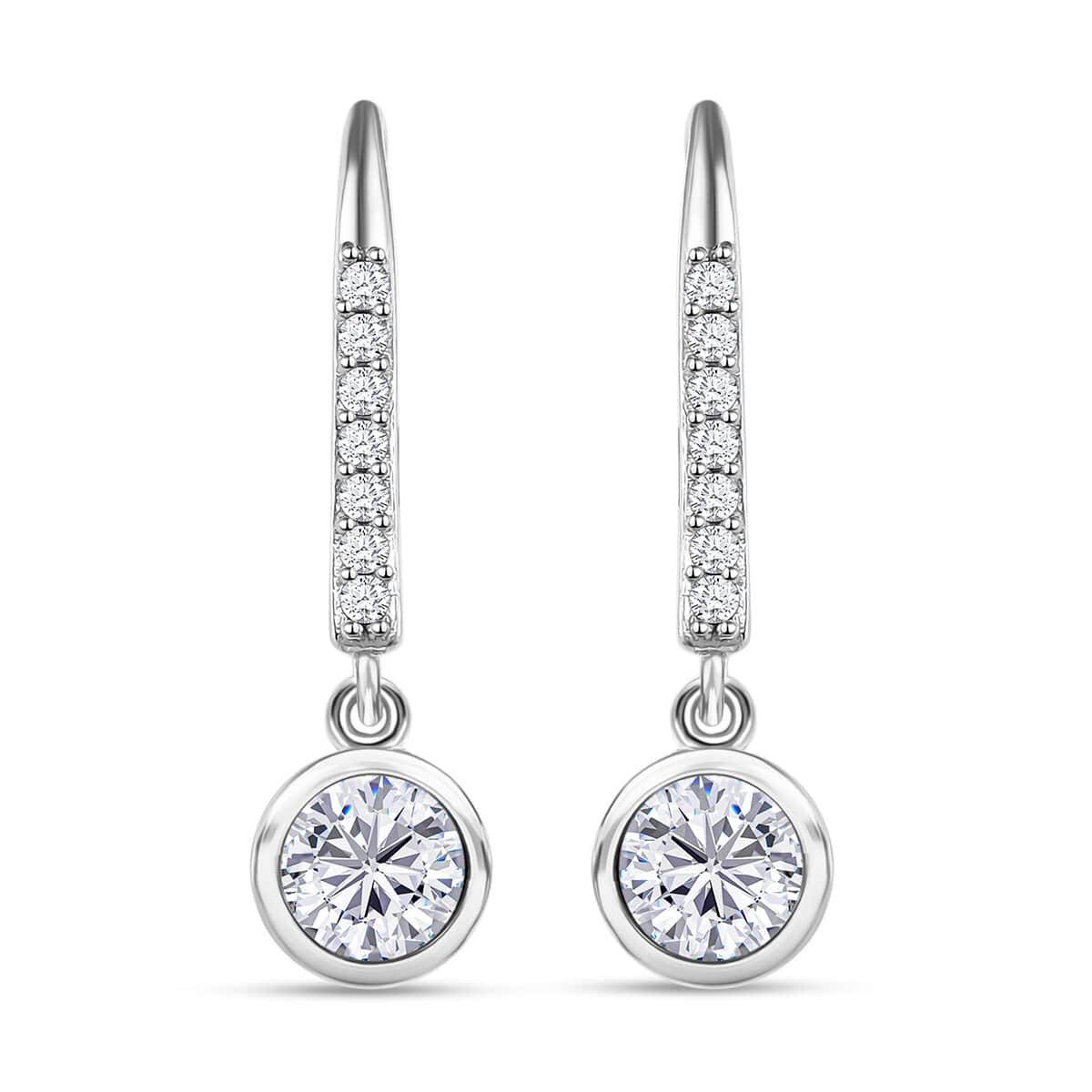 Moissanite Lever Back Earrings in Platinum Over Sterling Silver 1.90 ctw image number 0