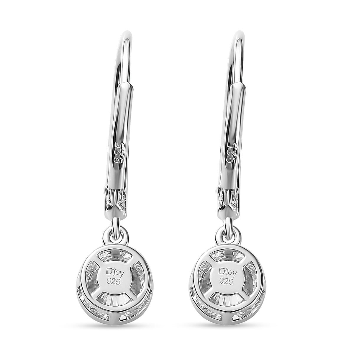 Moissanite Lever Back Earrings in Platinum Over Sterling Silver 1.90 ctw