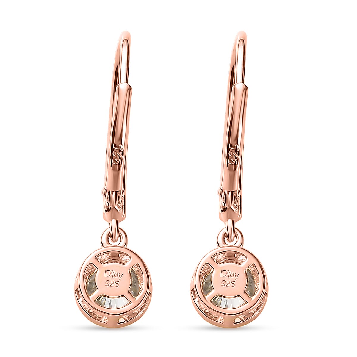 Moissanite Lever Back Earrings in Vermeil Rose Gold Over Sterling Silver 1.90 ctw image number 4
