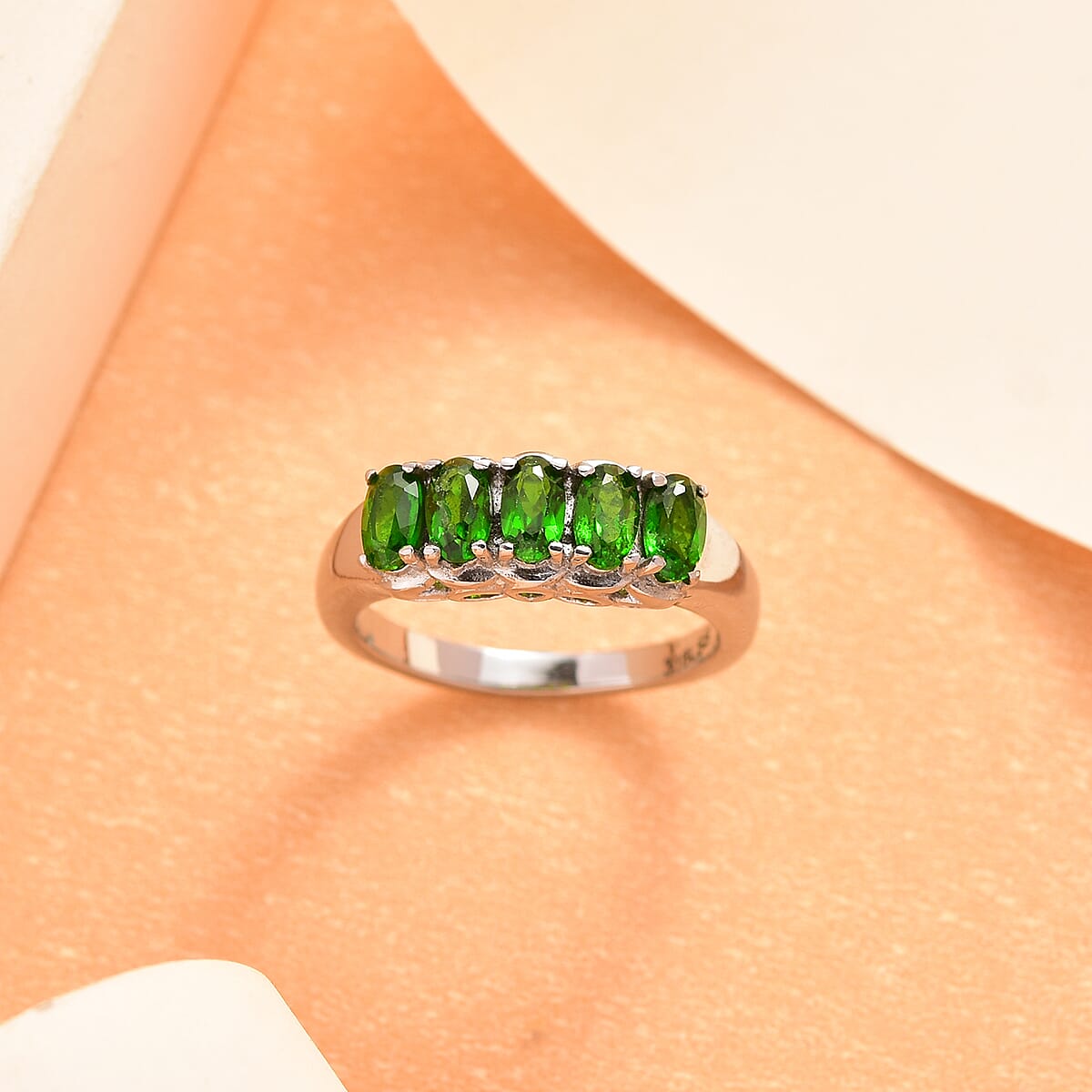 Chrome Diopside 5 Stone Ring in Stainless Steel (Size 10.0) 1.15 ctw image number 1