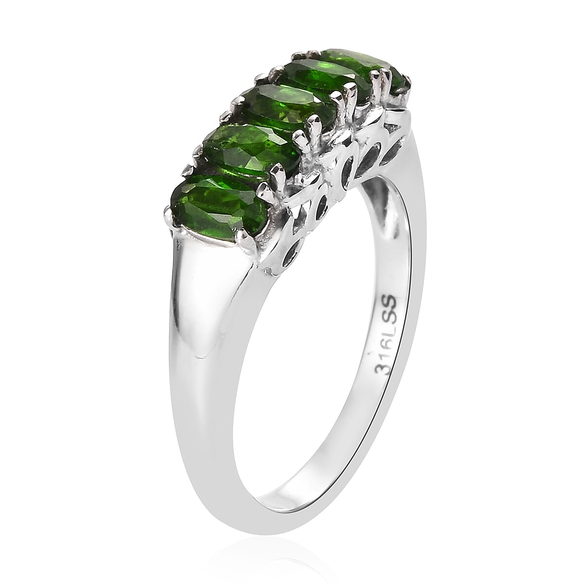 Chrome Diopside 5 Stone Ring in Stainless Steel (Size 10.0) 1.15 ctw image number 3