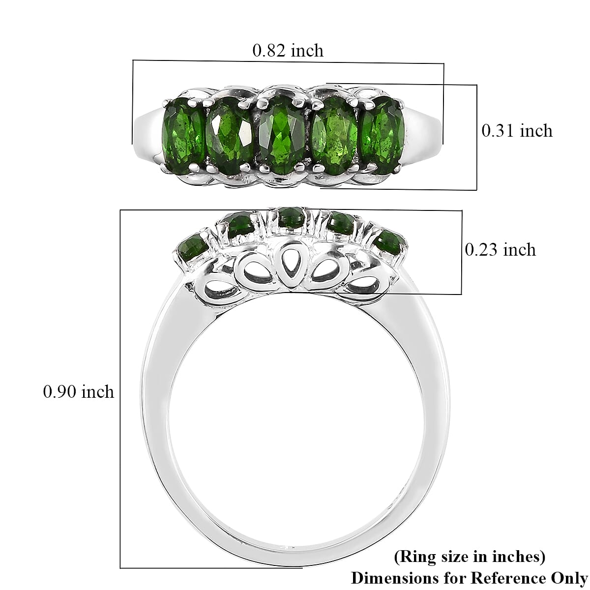 Chrome Diopside 5 Stone Ring in Stainless Steel (Size 10.0) 1.15 ctw image number 5
