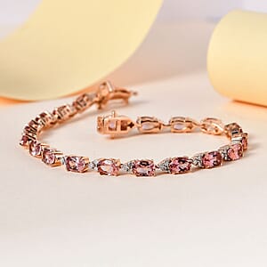 Red Rose Apatite and Moissanite Bracelet in Vermeil Rose Gold Over Sterling Silver (7.25 In) 10.75 ctw