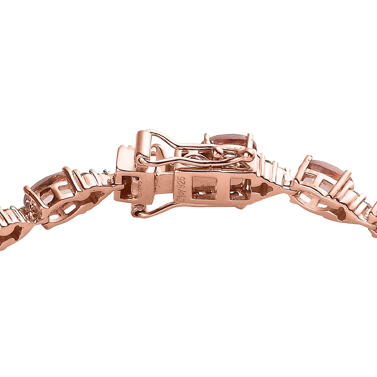 Red Rose Apatite and Moissanite Bracelet in Vermeil Rose Gold Over Sterling Silver (7.25 In) 10.75 ctw