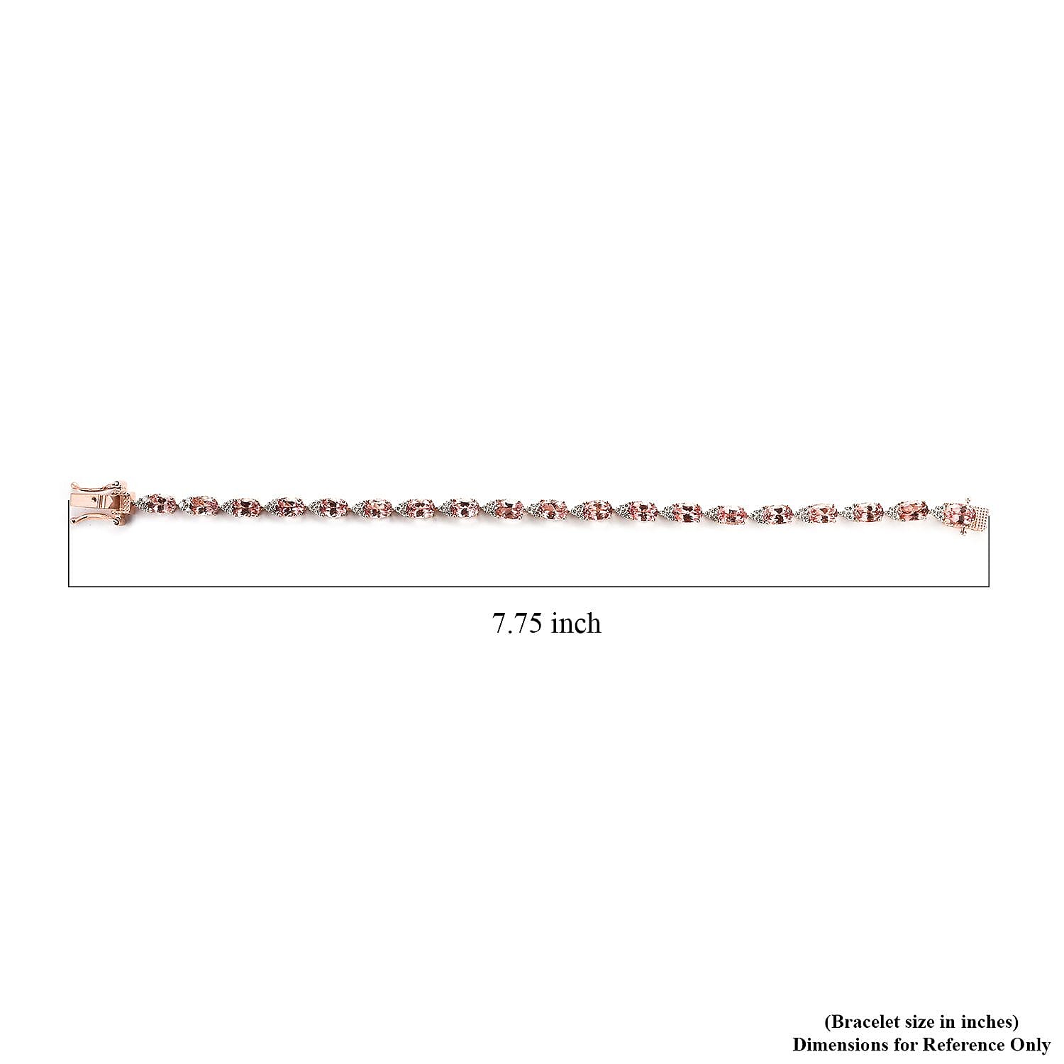 Red Rose Apatite and Moissanite Bracelet in Vermeil Rose Gold Over Sterling Silver (7.25 In) 10.75 ctw