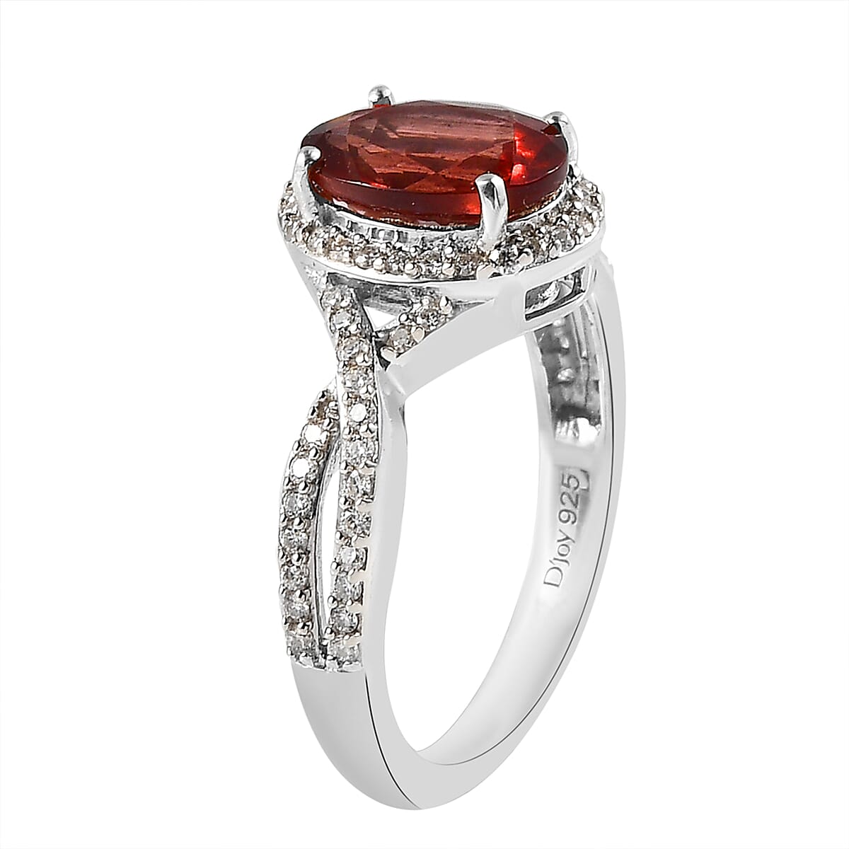 Red Apatite and Moissanite Ring in Platinum Over Sterling Silver 2.40 ctw image number 3