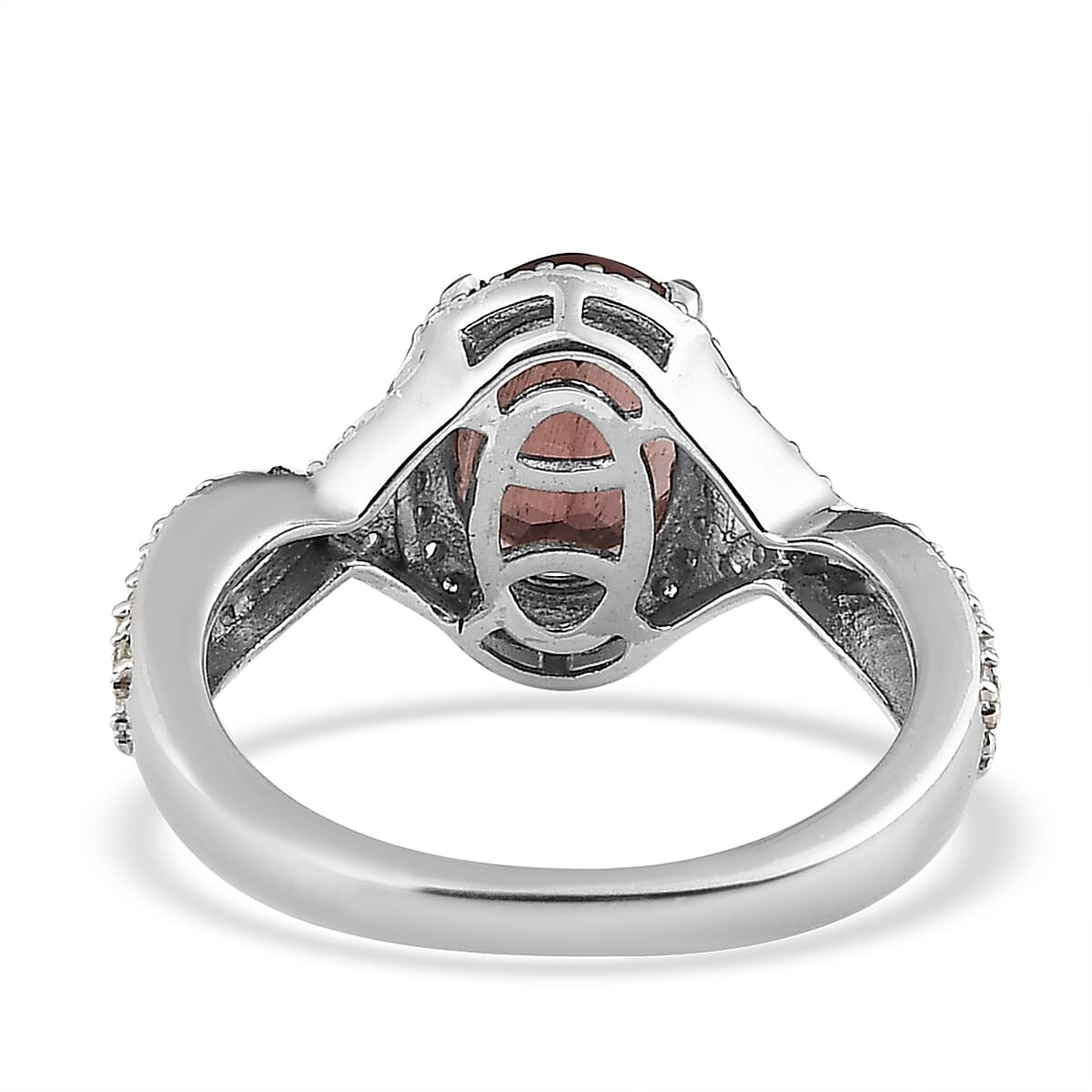 Red Apatite and Moissanite Ring in Platinum Over Sterling Silver 2.40 ctw image number 4