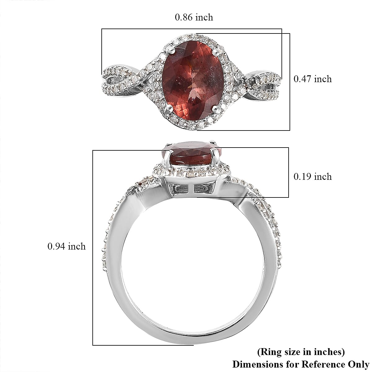 Red Apatite and Moissanite Ring in Platinum Over Sterling Silver 2.40 ctw image number 5