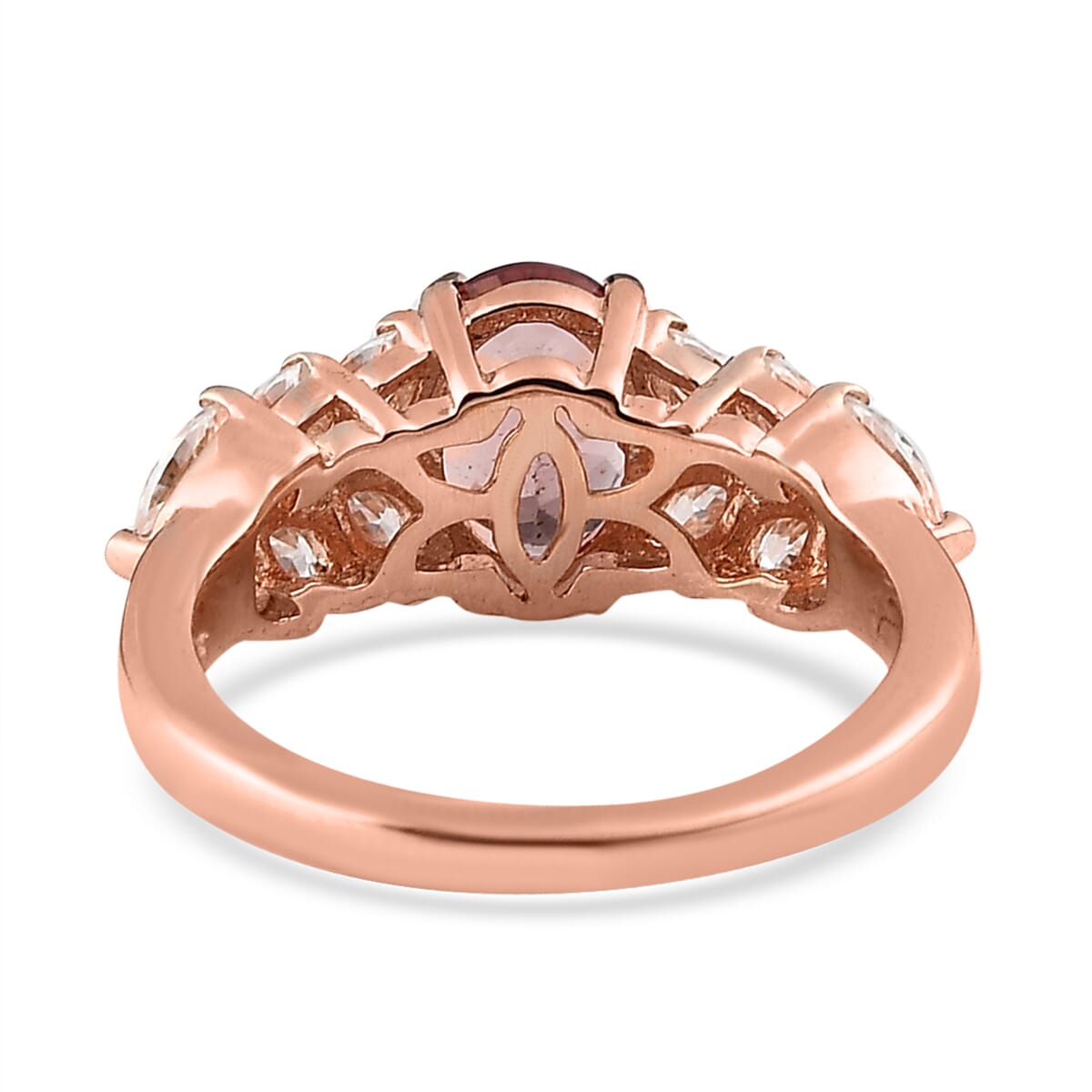 Red Apatite and Moissanite Ring in Vermeil Rose Gold Over Sterling Silver 2.50 ctw image number 4