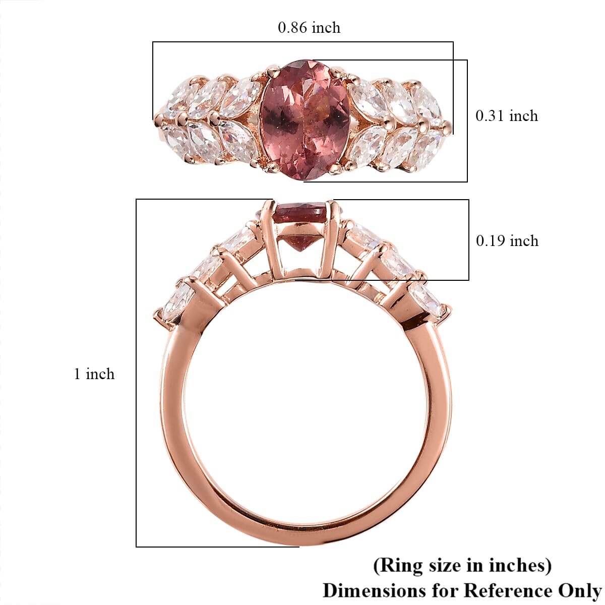 Red Apatite and Moissanite Ring in Vermeil Rose Gold Over Sterling Silver 2.50 ctw image number 5