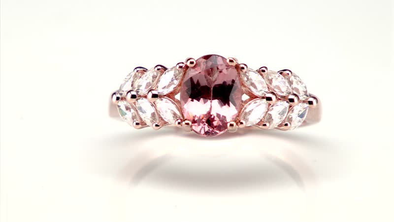 Red Apatite and Moissanite Ring in Vermeil Rose Gold Over Sterling Silver 2.50 ctw