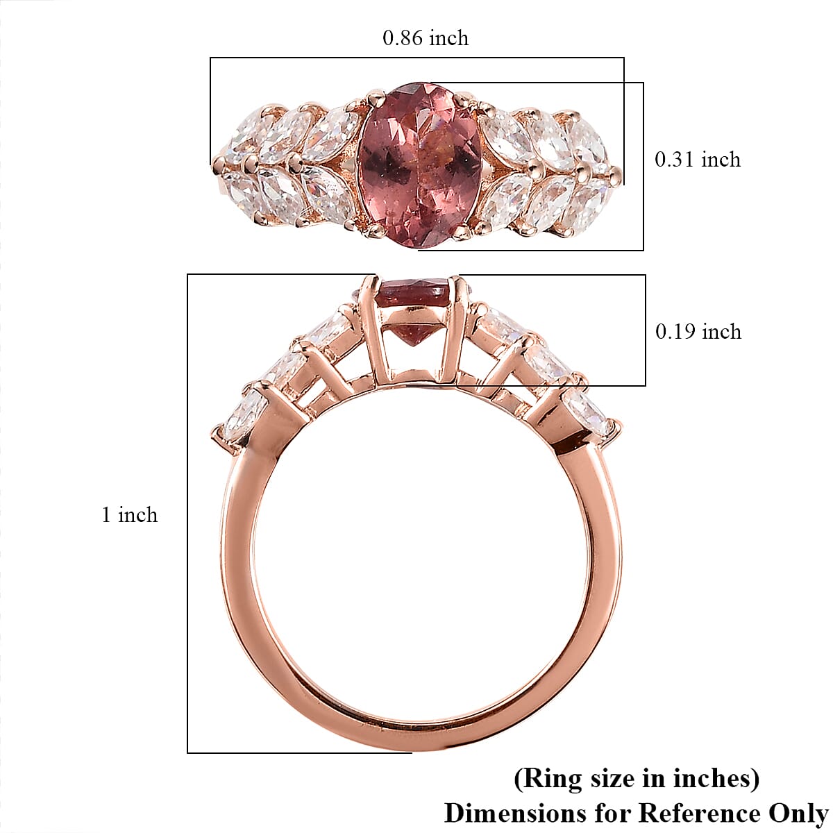 Red Rose Apatite and Moissanite Ring in Vermeil Rose Gold Over Sterling Silver (Size 7.0) 2.50 ctw image number 5