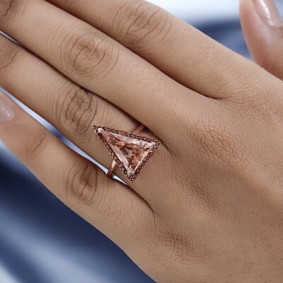 Morganique Quartz (Triplet) and Brown Zircon Ring in Vermeil Rose Gold Over Sterling Silver (Size 10.0) 5.75 ctw