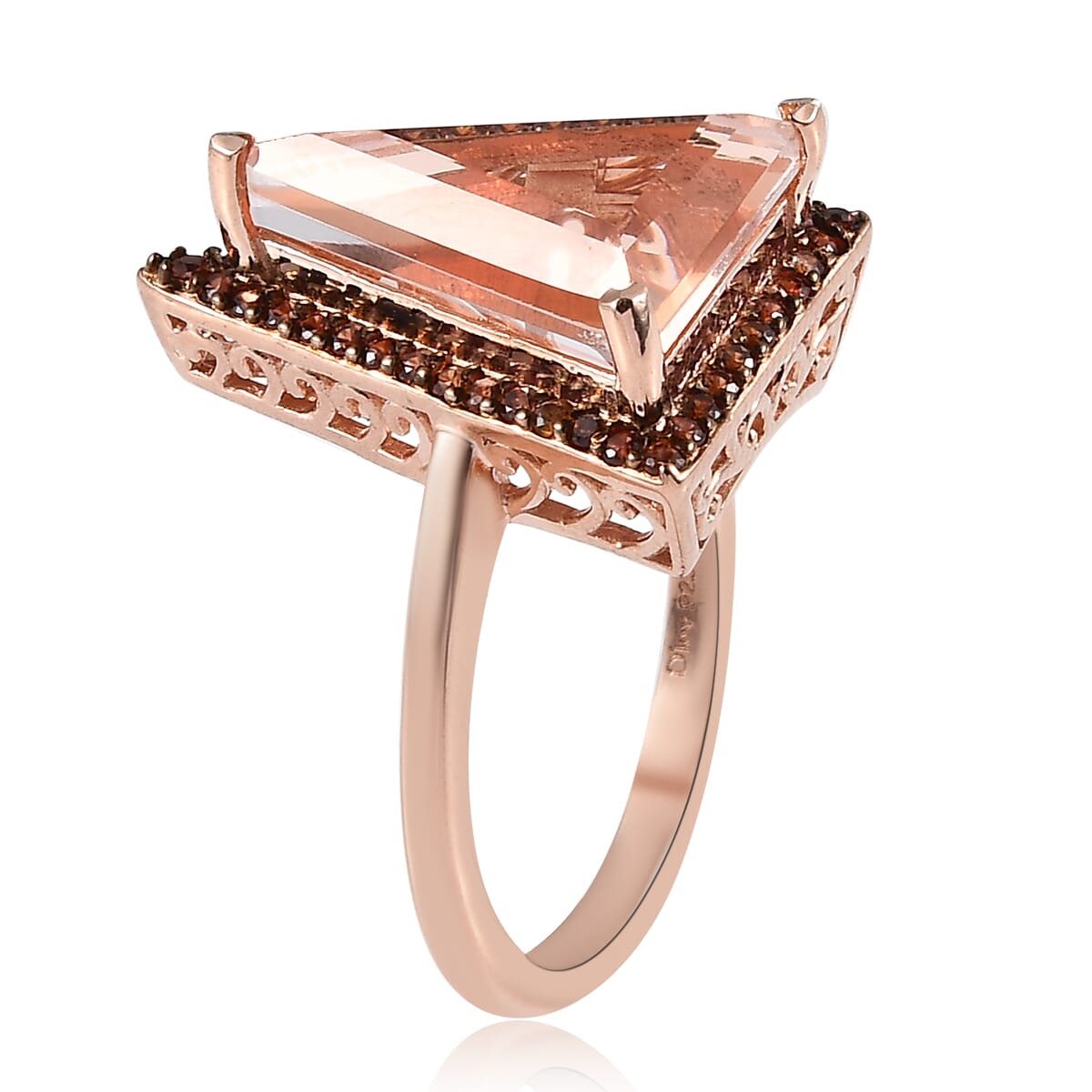 Morganique Quartz (Triplet) and Brown Zircon Ring in Vermeil Rose Gold Over Sterling Silver 5.75 ctw image number 3