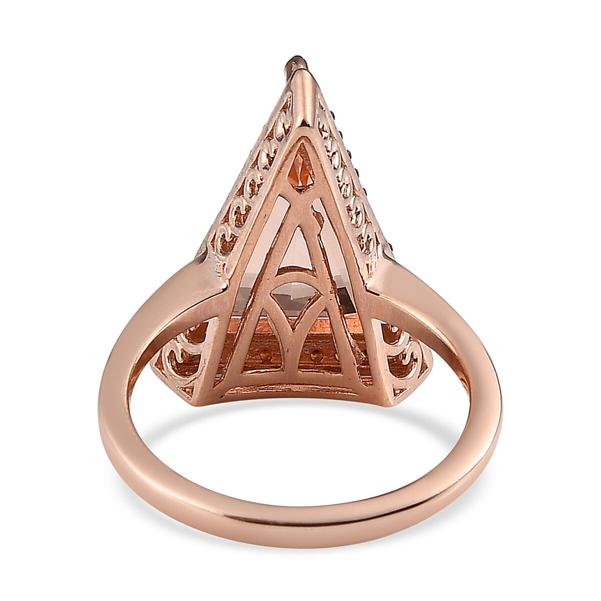 Morganique Quartz (Triplet) and Brown Zircon Ring in Vermeil Rose Gold Over Sterling Silver (Size 10.0) 5.75 ctw