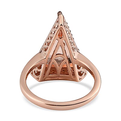 Morganique Quartz (Triplet) and Brown Zircon Ring in Vermeil Rose Gold Over Sterling Silver (Size 10.0) 5.75 ctw