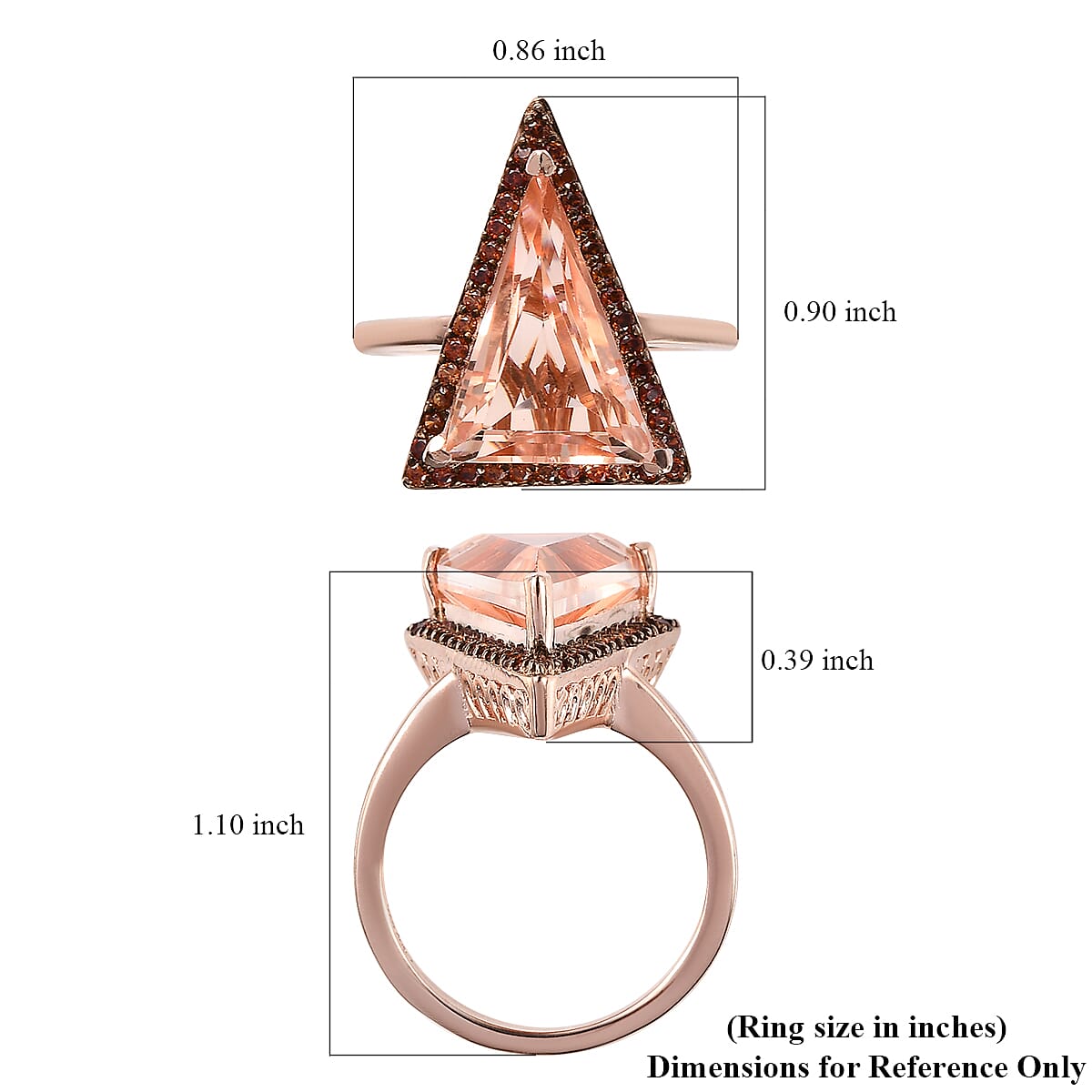 Morganique Quartz (Triplet) and Brown Zircon Ring in Vermeil Rose Gold Over Sterling Silver (Size 10.0) 5.75 ctw