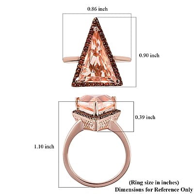 Morganique Quartz (Triplet) and Brown Zircon Ring in Vermeil Rose Gold Over Sterling Silver (Size 10.0) 5.75 ctw