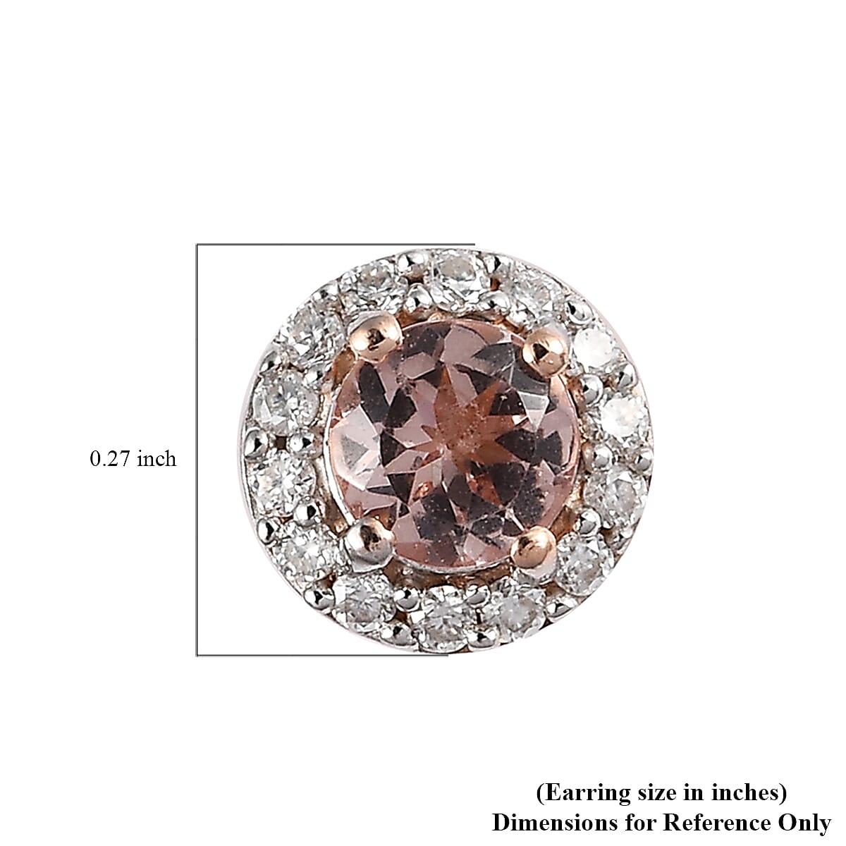 Red Rose Apatite and Moissanite Halo Stud Earrings in Vermeil Rose Gold Over Sterling Silver 0.90 ctw