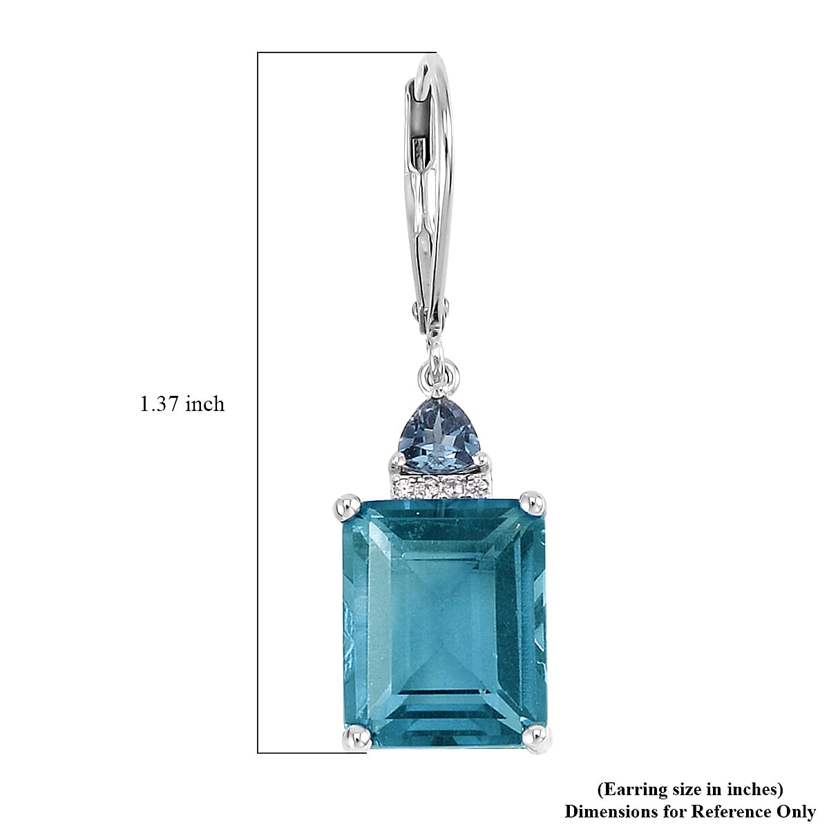 Dean Teal Fluorite (IR) and Multi Gemstone Lever Back Earrings in Rhodium Over Sterling Silver 16.10 ctw