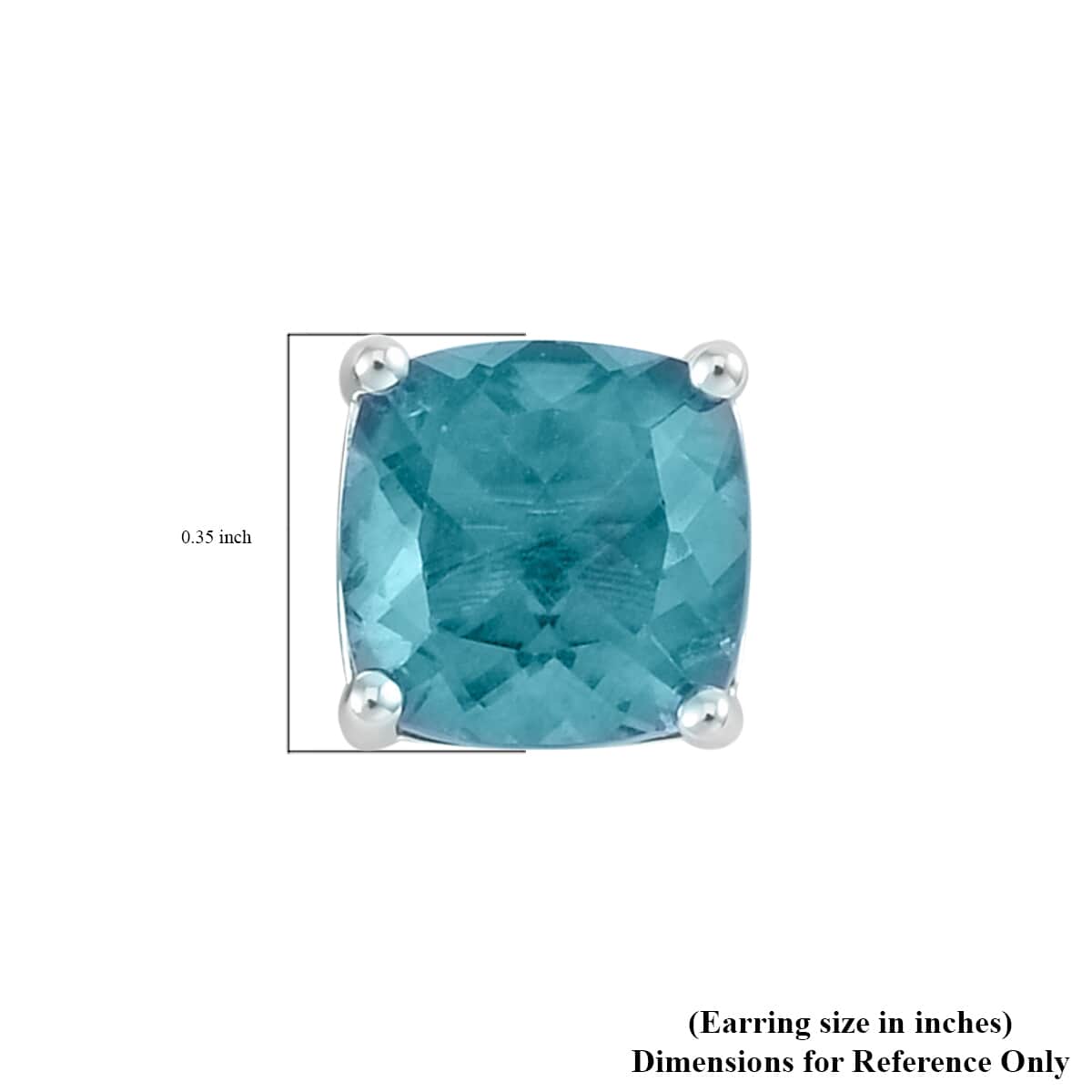 Dean Teal Fluorite (IR) Solitaire Stud Earrings in Rhodium Over Sterling Silver 5.25 ctw image number 4