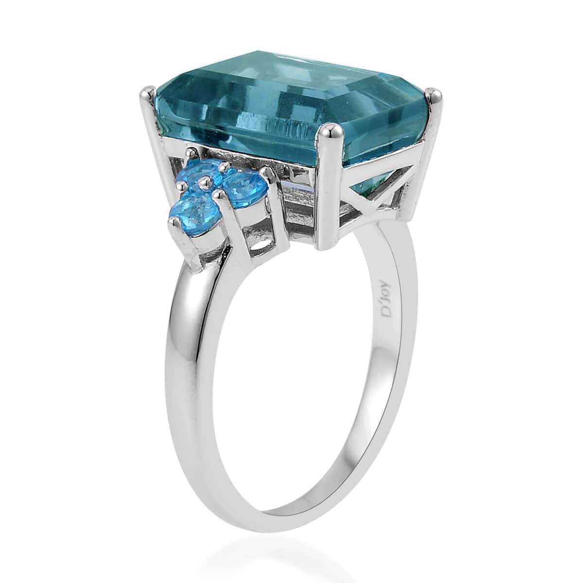 Dean Teal Fluorite (IR) and Malgache Neon Apatite Ring in Rhodium Over Sterling Silver (Size 10.0) 9.90 ctw image number 3
