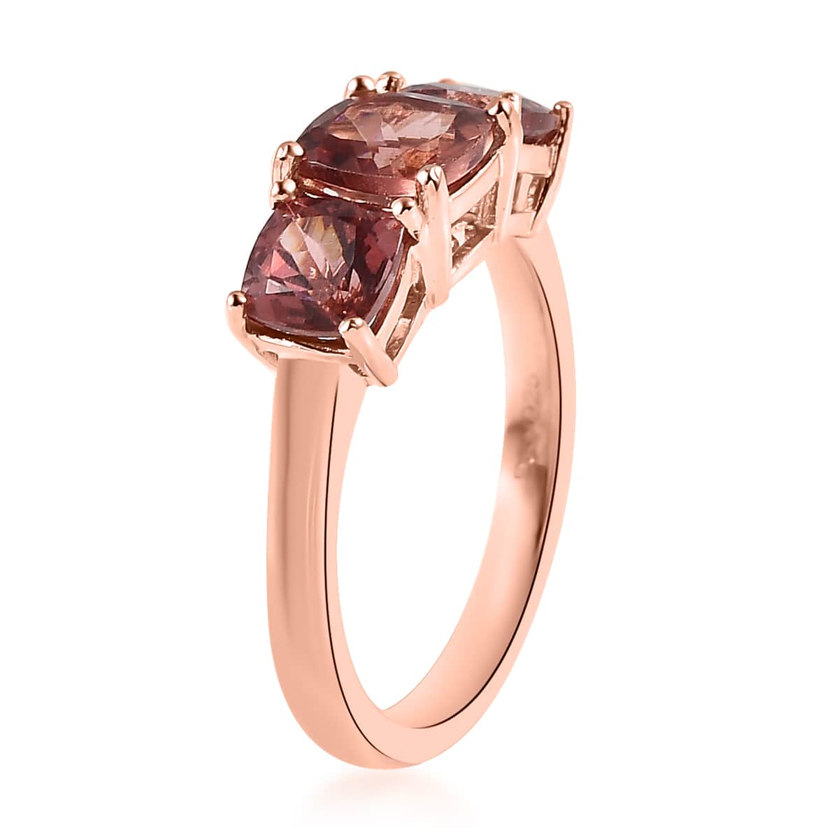 Red Apatite 3 Stone Ring in Vermeil Rose Gold Over Sterling Silver (Size 10.0) 2.40 ctw image number 3