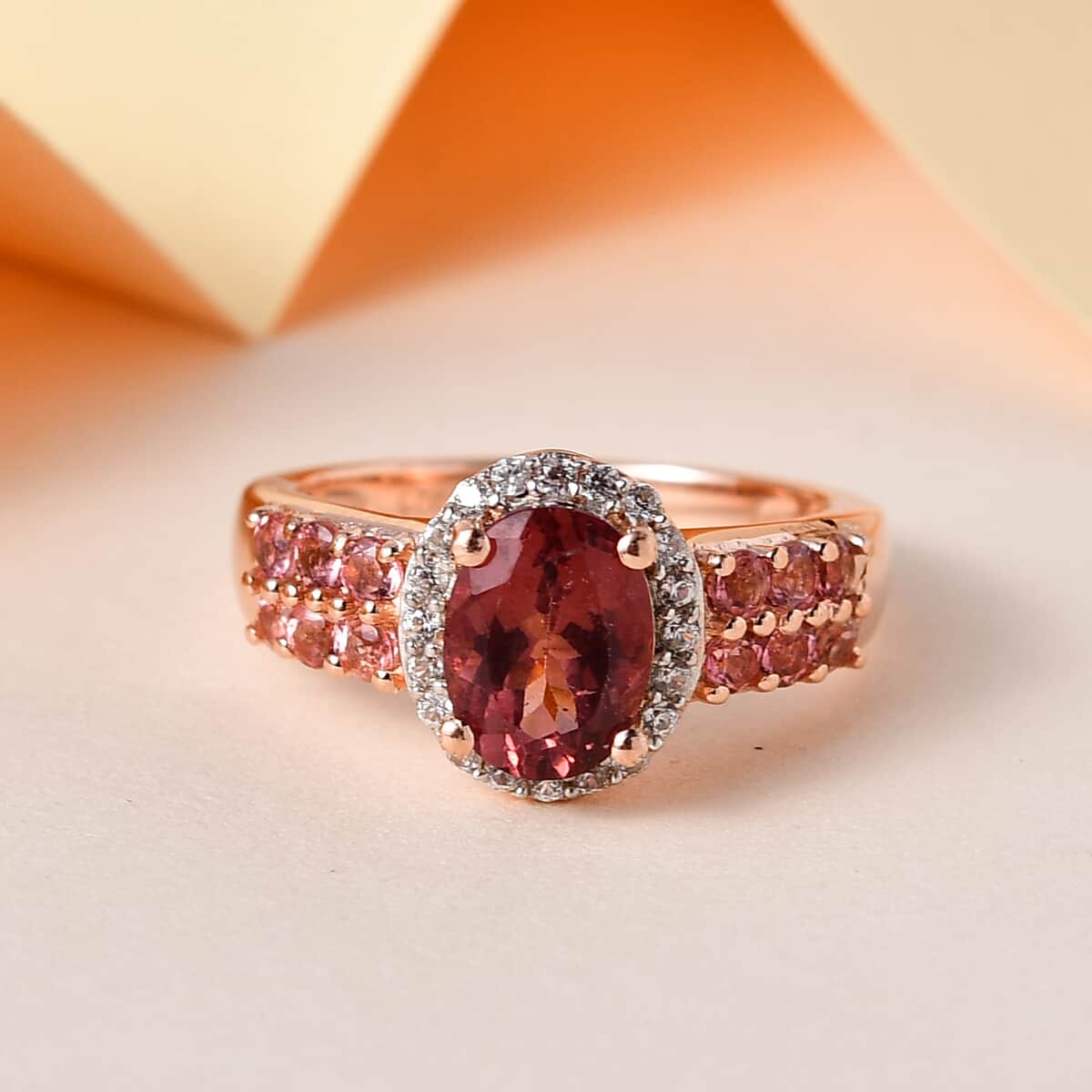 Red Apatite and Multi Gemstone Ring in Vermeil Rose Gold Over Sterling Silver 1.85 ctw image number 1