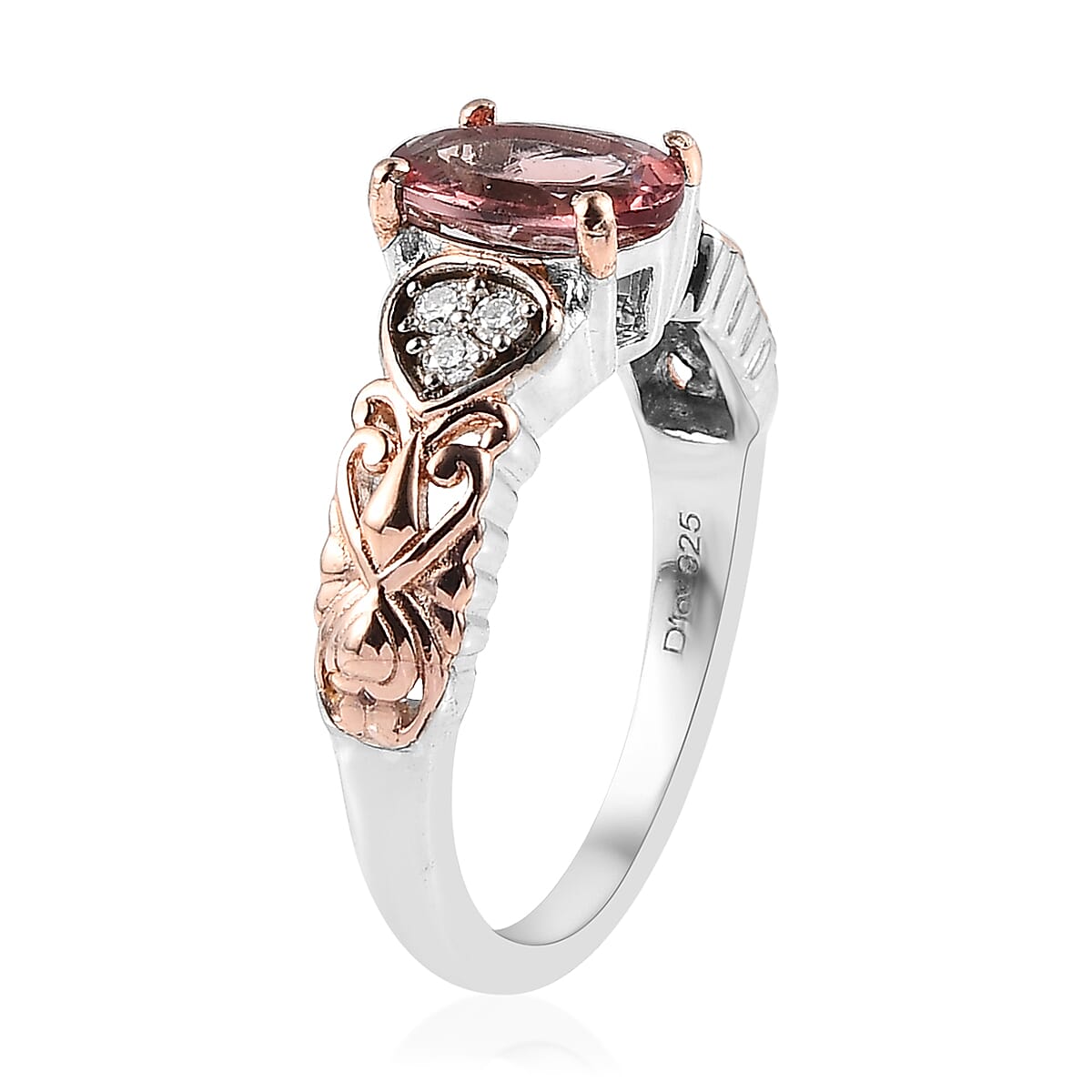 Red Apatite and Moissanite Ring in Vermeil Rose Gold & Platinum Over Sterling Silver (Size 10.0) 1.35 ctw image number 3