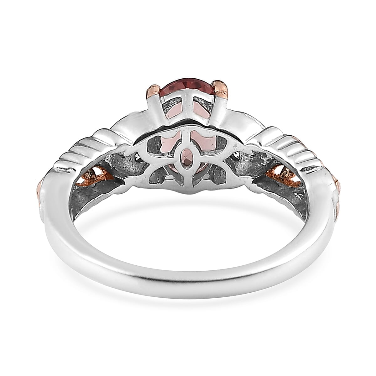 Red Apatite and Moissanite Ring in Vermeil Rose Gold & Platinum Over Sterling Silver (Size 10.0) 1.35 ctw image number 4