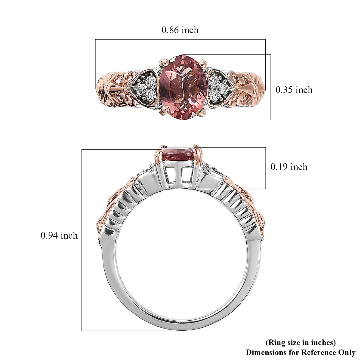 Red Apatite and Moissanite Ring in Vermeil Rose Gold & Platinum Over Sterling Silver (Size 10.0) 1.35 ctw image number 5