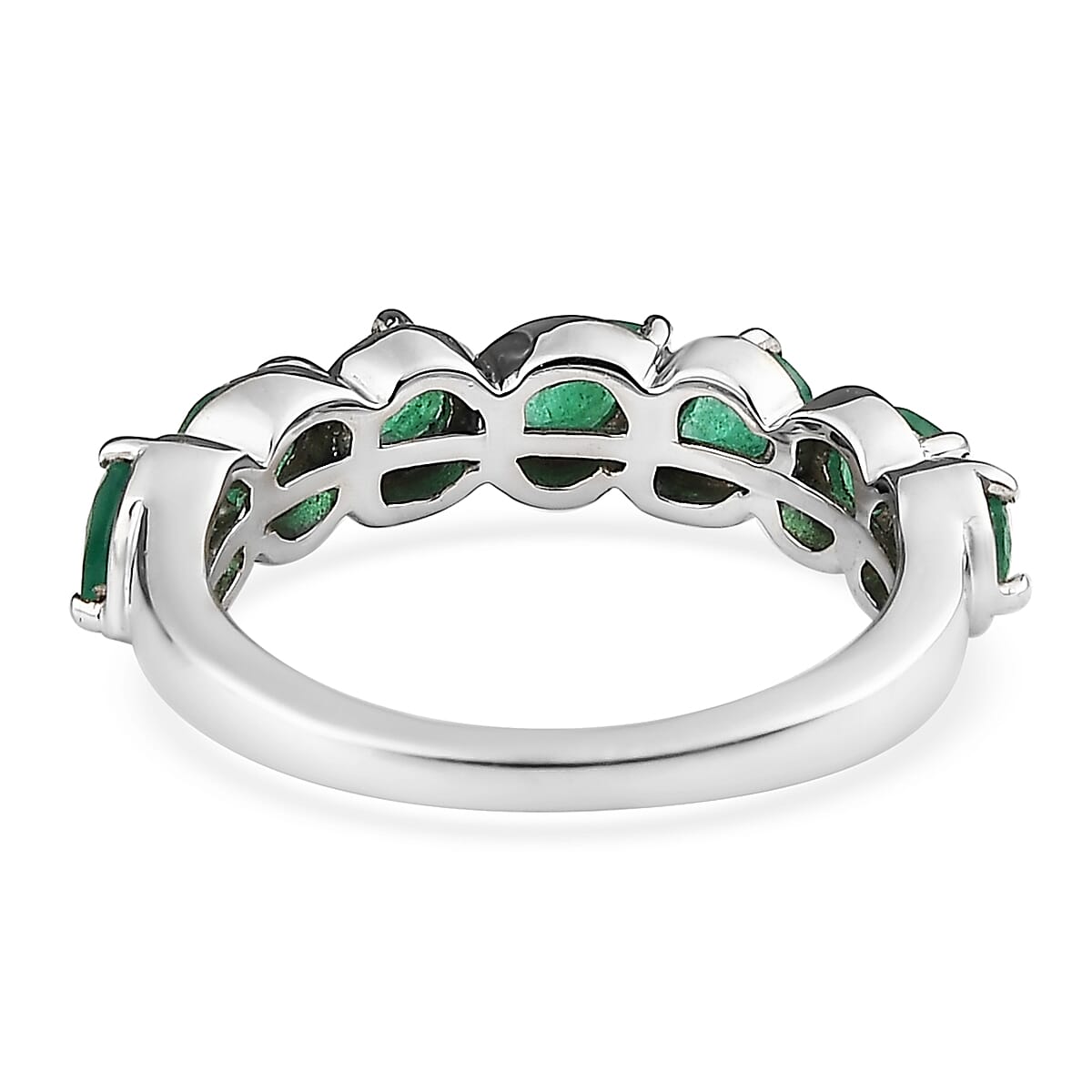 AAA Kagem Zambian Emerald 7 Stone Ring in Platinum Over Sterling Silver (Size 10.0) 1.00 ctw