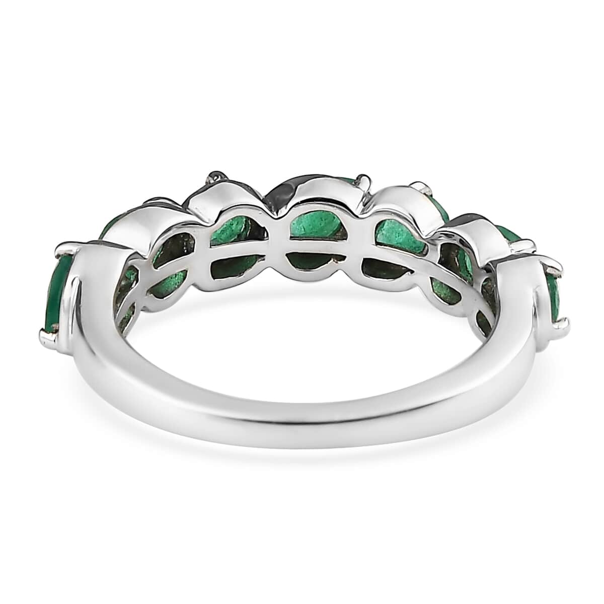 AAA Kagem Zambian Emerald 7 Stone Ring in Platinum Over Sterling Silver (Size 9.0) 1.00 ctw image number 4