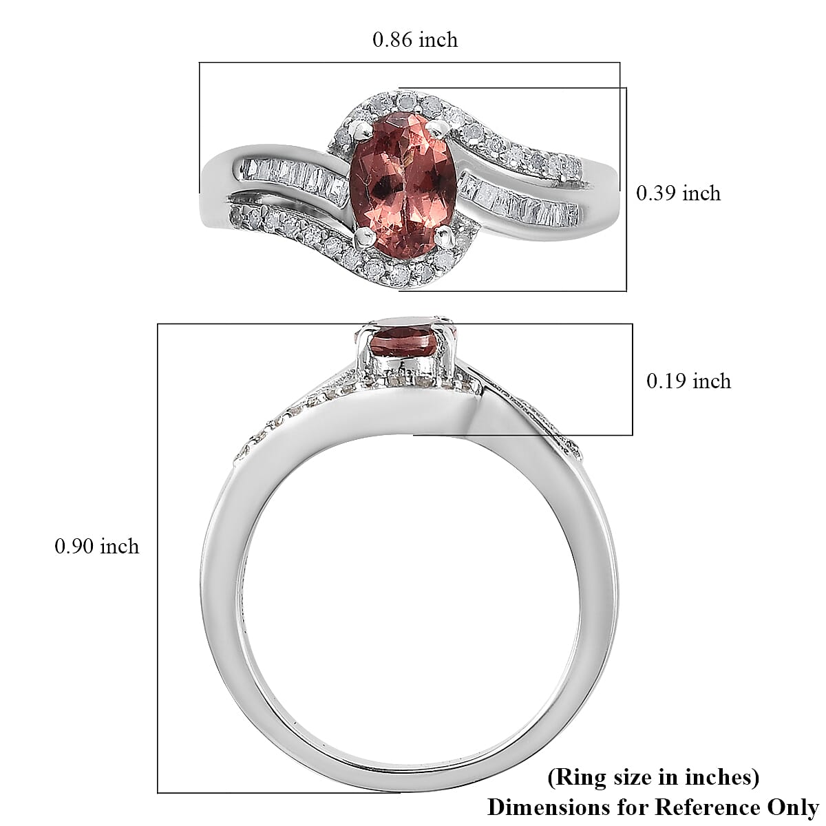 Red Rose Apatite and Diamond Ring in Platinum Over Sterling Silver (Size 9.0) 1.00 ctw image number 5