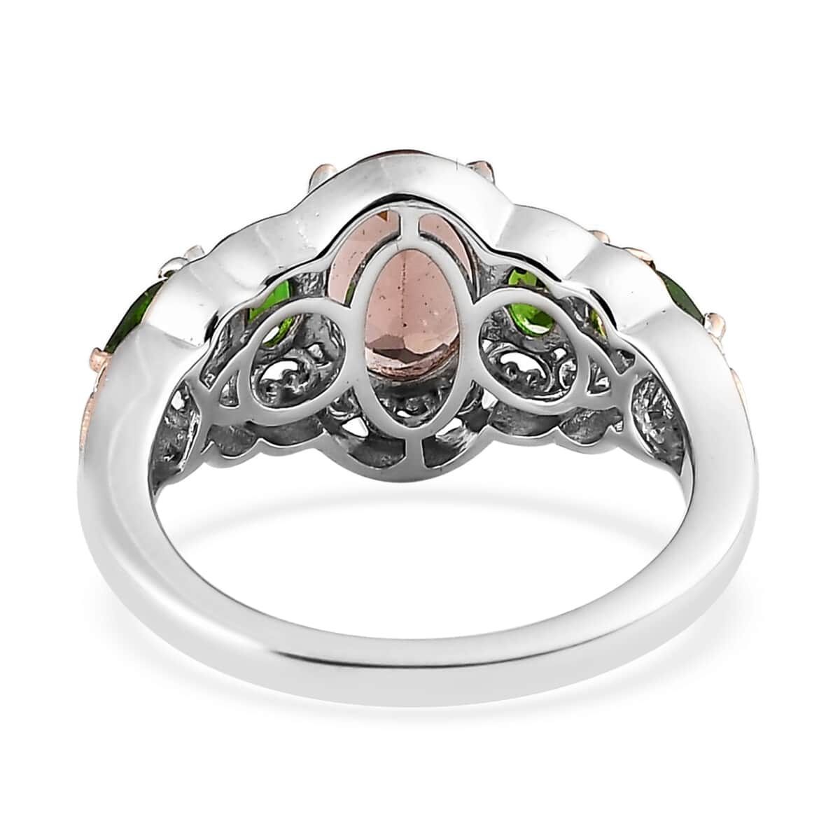 Red Rose Apatite and Chrome Diopside Ring in Vermeil Rose Gold and Platinum Over Sterling Silver (Size 9.0) 2.00 ctw image number 4