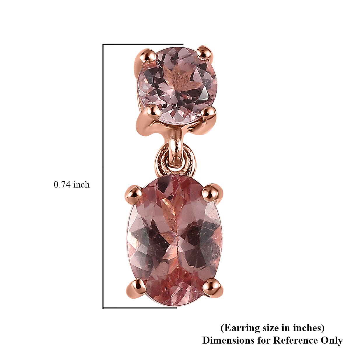 Red Rose Apatite Dangling Earrings in Vermeil Rose Gold Over Sterling Silver 2.15 ctw