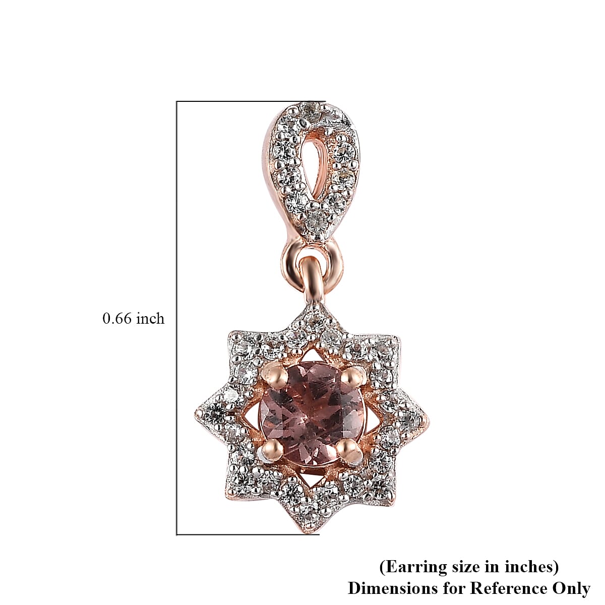 D'Joy Red Rose Apatite and White Zircon Dangling Earrings in Vermeil Rose Gold Over Sterling Silver 0.90 ctw