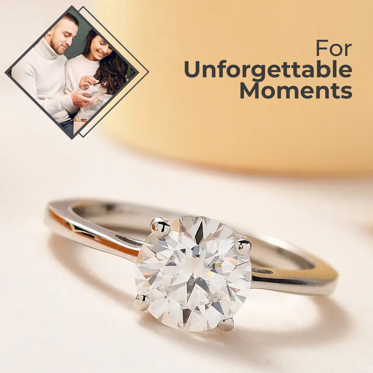 Moissanite Solitaire Ring, Moissanite Ring, Platinum Over Sterling Silver Ring 0.90 ctw (Size 6.0) image number 1