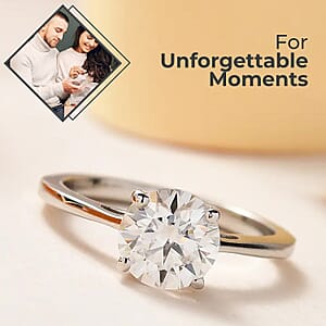 Moissanite 0.90 ctw Solitaire Ring, Moissanite Ring, Platinum Over Sterling Silver Ring (Size 7.0)
