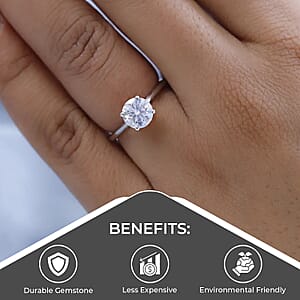 Moissanite 0.90 ctw Solitaire Ring, Moissanite Ring, Platinum Over Sterling Silver Ring (Size 7.0)