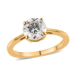 Moissanite 0.90 ctw Solitaire Ring, Moissanite Ring, Vermeil Yellow Gold Over Sterling Silver Ring (Size 6.0)