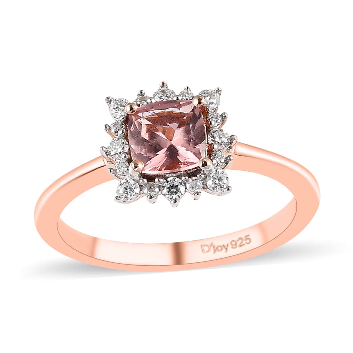 Red Apatite and Moissanite Halo Ring in Vermeil Rose Gold Over Sterling Silver 0.85 ctw image number 0